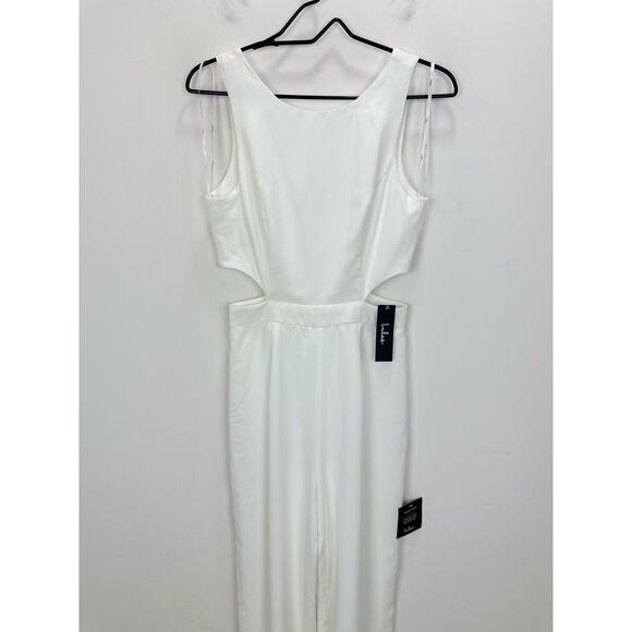 Lulus Moments to Remember White Sleeveless Wide Leg Cutout Jumpsuit Small NWT - Picture 6 of 11